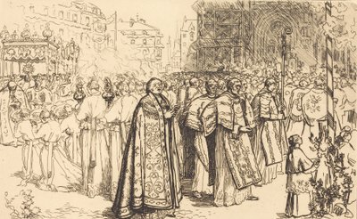 Terugkeer van de processie naar de kathedraal van Nantes, 190 door Auguste Lepere