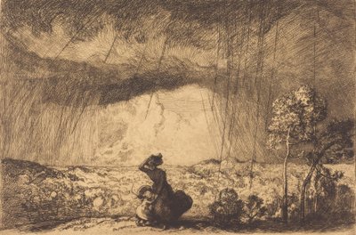 Storm op de duin, Vendee door Auguste Lepere
