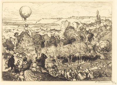 De Vallende Ballon, in Pre-Saint-Gervais door Auguste Lepere