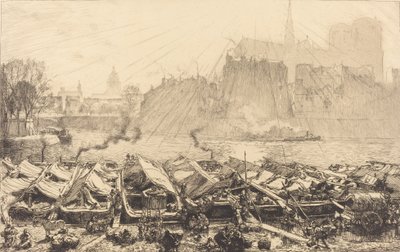 De grote appelmarkt Le grand marché aux pommes, 1917 door Auguste Lepere