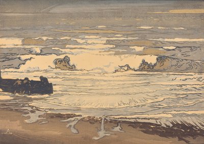 Ontvouwde golven, vloed van september 1901 door Auguste Lepere