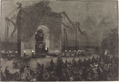Begrafenis van Victor Hugo. De wake door Auguste Lepère after Henri Louis Scott