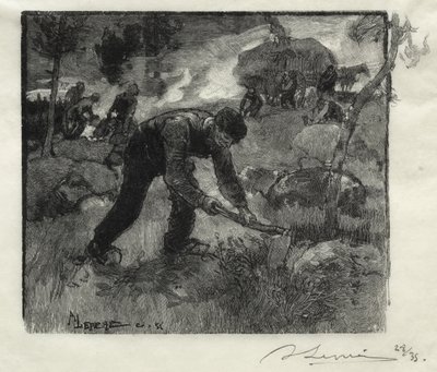 Heideplukkers door Auguste Louis Lepère