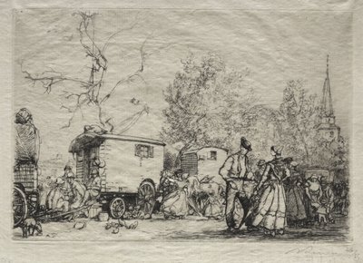 Op de Kermis St. Jean de Mont door Auguste Louis Lepère