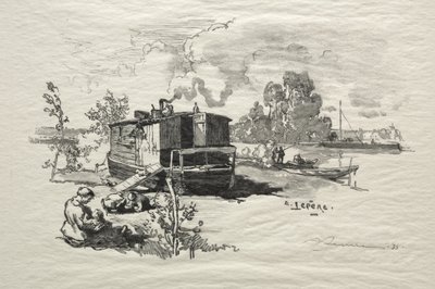 Woonboot door Auguste Louis Lepère