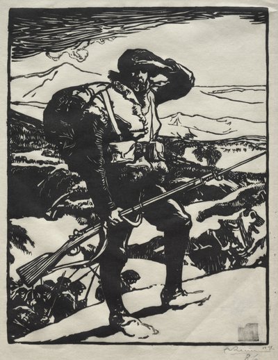 Chasseur Alpin kijkt naar de Rijnvlakte door Auguste Louis Lepère
