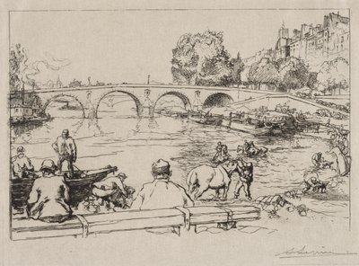 De drinkplaats bij Pont Marie door Auguste Louis Lepère