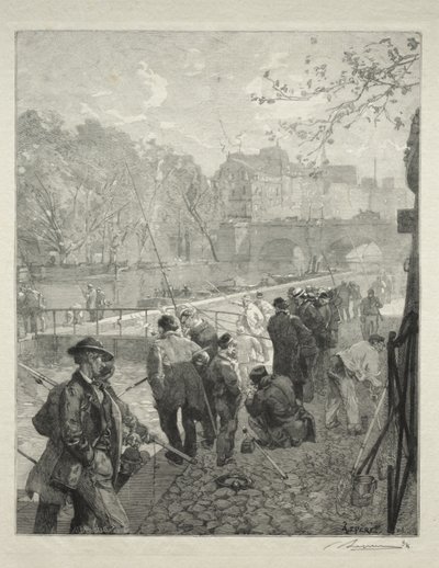 De sluis van de Monnaie door Auguste Louis Lepère