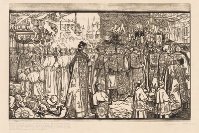 De Processie van het Fête-Dieu in Nantes door Auguste Louis Lepère