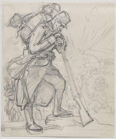 De terugtocht na Charleroi door Auguste Louis Lepère