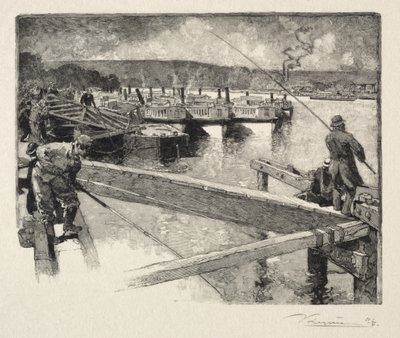De garage van de boot-omnibus door Auguste Louis Lepère