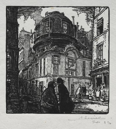 Zicht op het Hotel Colbert door Auguste Louis Lepère
