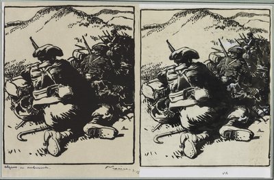 Alpenjagers in hinderlaag door Auguste Louis Lepère