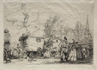 Op de Kermis St. Jean de Mont door Auguste Louis Lepère