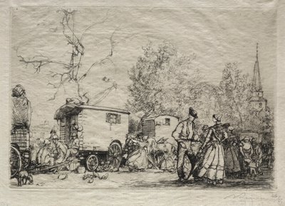 Op de Kermis St. Jean de Mont, 1906 door Auguste Louis Lepère