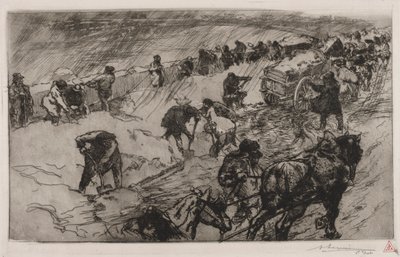 Gevecht tegen de Sneeuw, Quai aux Fleurs, 1890 door Auguste Louis Lepère