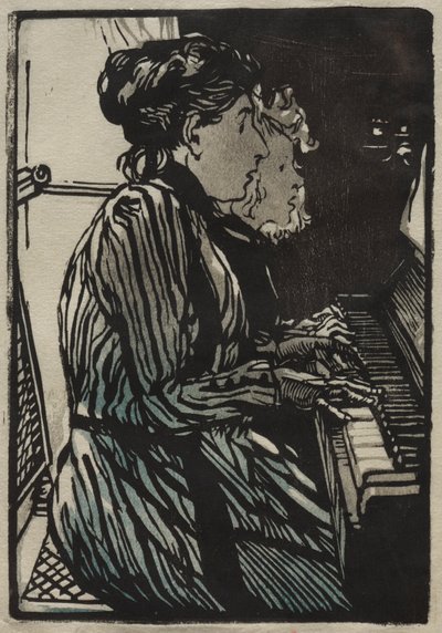 Etude a Quatre Mains, 1890 door Auguste Louis Lepère