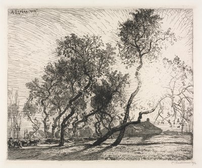 Boerderij met Populieren van Holland door Auguste Louis Lepère