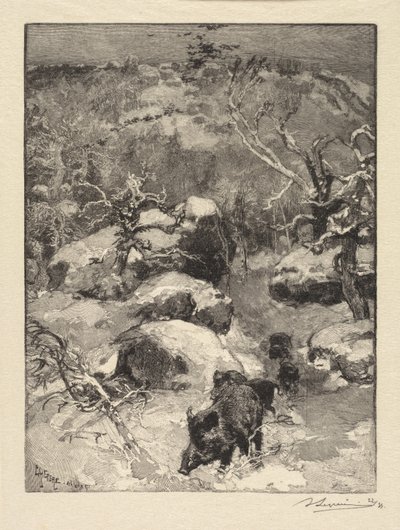 Fontainebleau Bos: Cuvier-Châtillon Klif door Auguste Louis Lepère