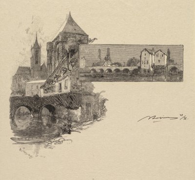 Fontainebleau Bos: Moret, de Houtmolen door Auguste Louis Lepère