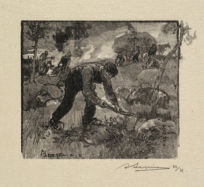 Fontainebleau Bos: Het trekken van de heide door Auguste Louis Lepère