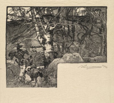 Fontainebleau Bos: Jacht op Mont-Gérard La Forêt de Fontainebleau, 1890 door Auguste Louis Lepère