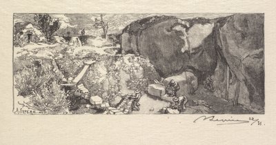 Fontainebleau Bos: Zandsteengroeve door Auguste Louis Lepère