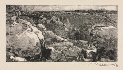 Bos van Fontainebleau: Het circus van Long-Rocher door Auguste Louis Lepère