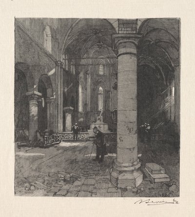 Interieur van de kerk door Auguste Louis Lepère