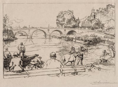 De drinkplaats bij Pont Marie door Auguste Louis Lepère