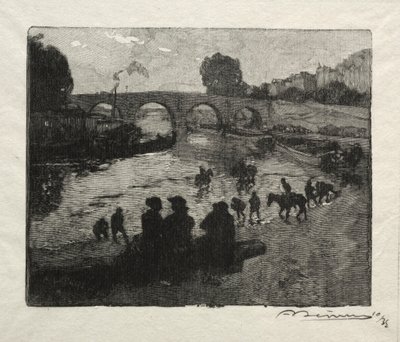 De Drinkplaats van de Pont Marie door Auguste Louis Lepère