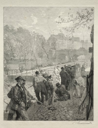 De sluis van de Monnaie door Auguste Louis Lepère
