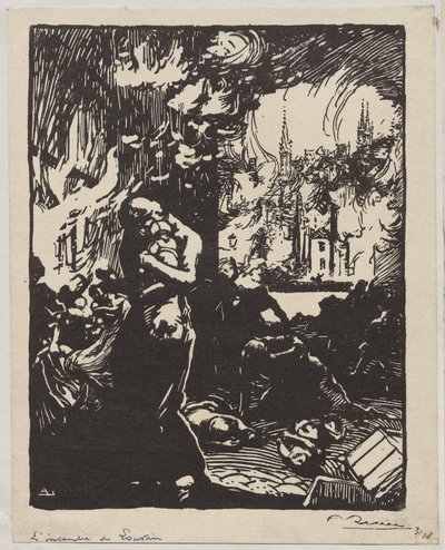 De brand van Leuven door Auguste Louis Lepère