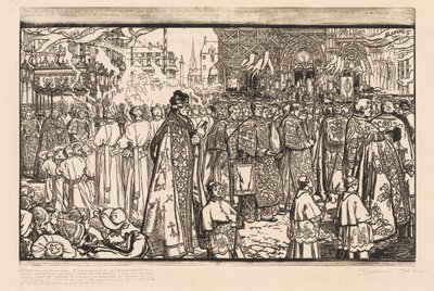 De Processie van het Fête-Dieu in Nantes door Auguste Louis Lepère