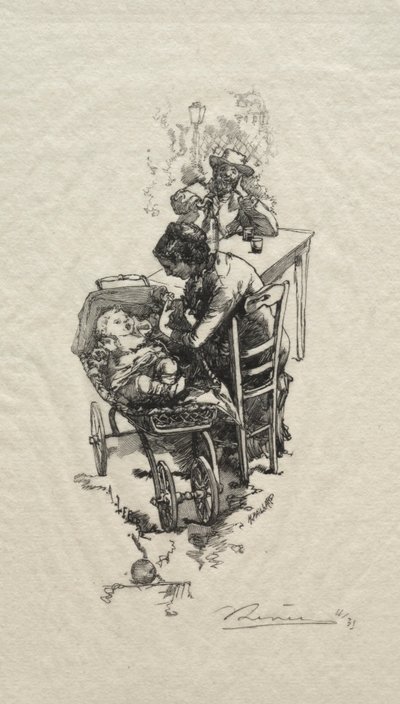 De vrouw bij de wieg door Auguste Louis Lepère