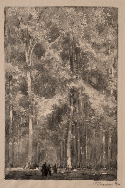 Le Matin, carrefour des Forts Marlotte, 1889 door Auguste Louis Lepère