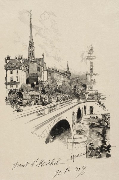 Le Pont St. Michel door Auguste Louis Lepère