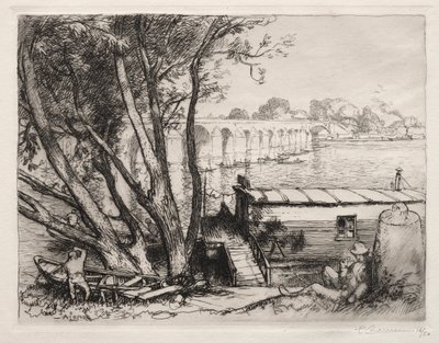 De brug van Poissy door Auguste Louis Lepère