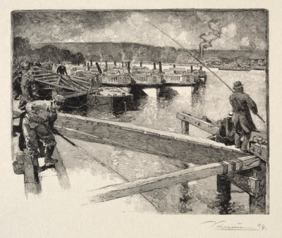 De garage van de boot-omnibus door Auguste Louis Lepère