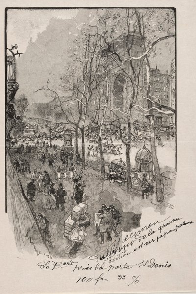 Les Boulevards, nabij de Porte St. Denis door Auguste Louis Lepère