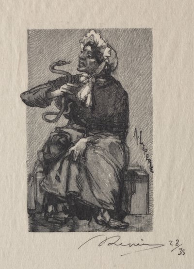 Slangenverkoopster door Auguste Louis Lepère