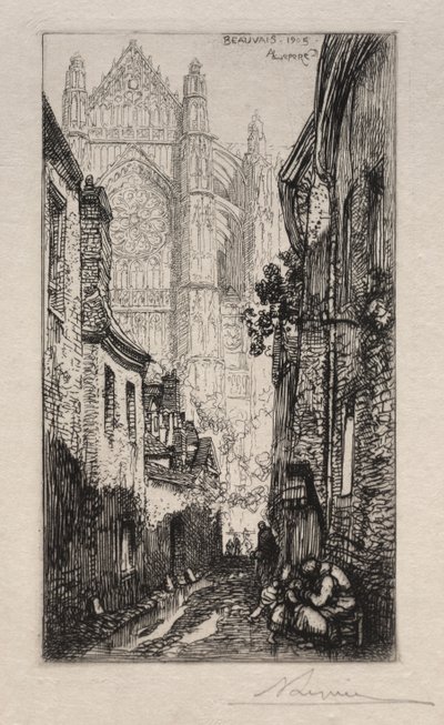 Smal straatje, Beauvais door Auguste Louis Lepère