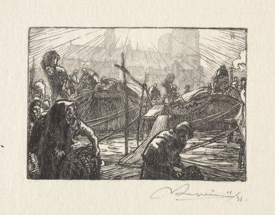 Notre Dame gezien vanaf de appelmarkt door Auguste Louis Lepère
