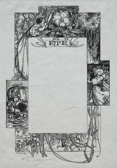 Parijs Almanak, 1897: Decoratieve Rand, Zomer, 1897 door Auguste Louis Lepère