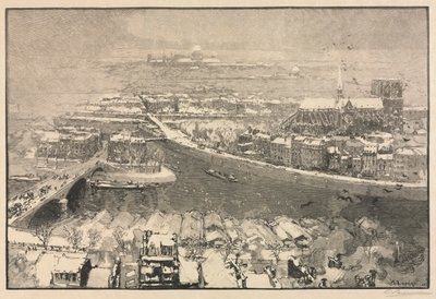 Parijs onder sneeuw door Auguste Louis Lepère