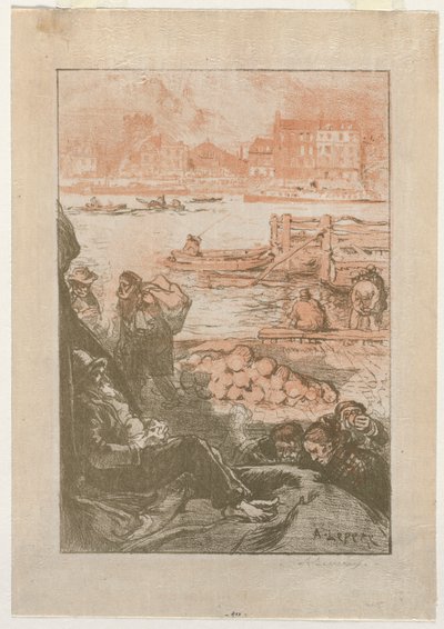 Boeren bij een dok, Parijs door Auguste Louis Lepère