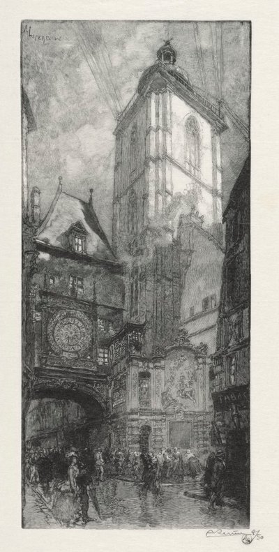 Rouen Illustré: La Gros Horloge, 1888 door Auguste Louis Lepère