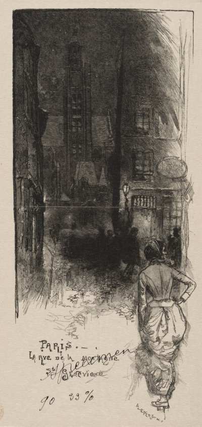 Rue de la Montagne, St. Geneviève door Auguste Louis Lepère