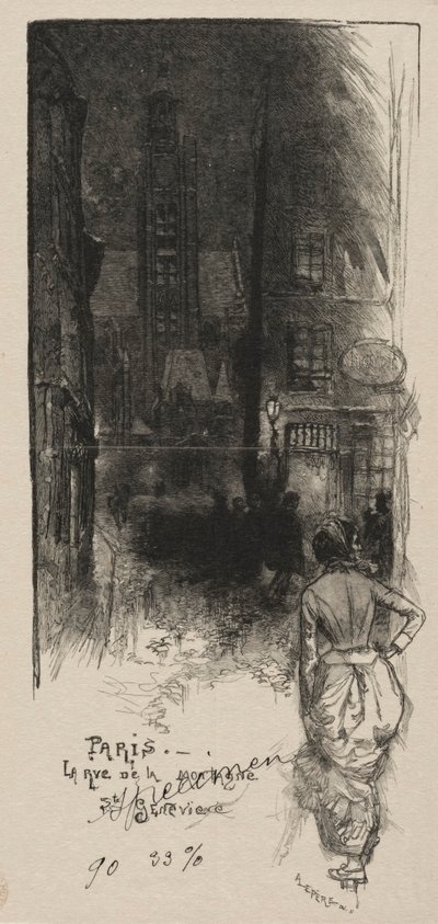 Rue de la Montagne, St. Geneviève door Auguste Louis Lepère