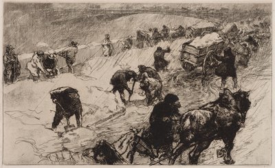 Sneeuwballengevecht: Quai aux Fleurs door Auguste Louis Lepère